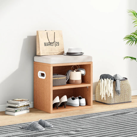 Small Wood Storage Shoe Bench With Removable Cushion - Omega Lifestyles
