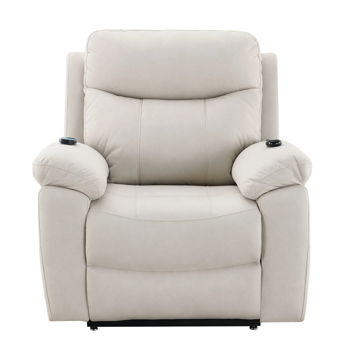 Beige Polished Microfiber Power Motion Massage Recliner Chair - Omega Lifestyles