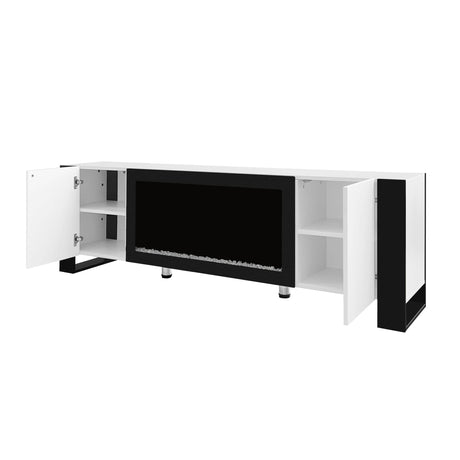 Modern White TV Stand With 34-Inch Electronic Fireplace - Sleep Galleria