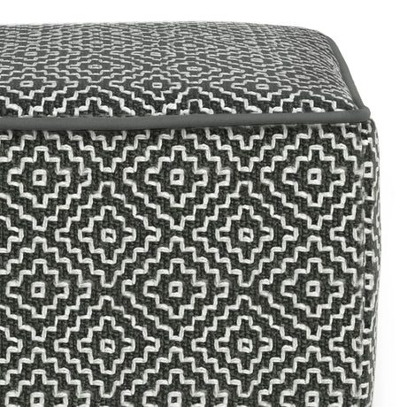 Square Woven Outdoor Indoor Gray Fabric Pouf Seat - Omega Lifestyles