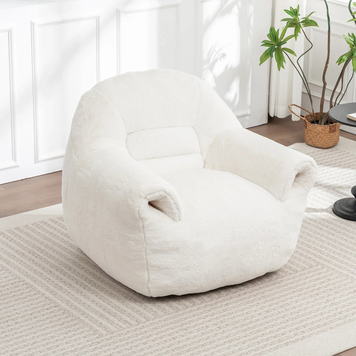 Faux Fur Comfy Bean Bag Chair With Back Support - Omega Lifestyles