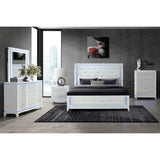 King Contemporary White Tufted Panel Bed Frame With LED Lights - Omega Lifestyles
