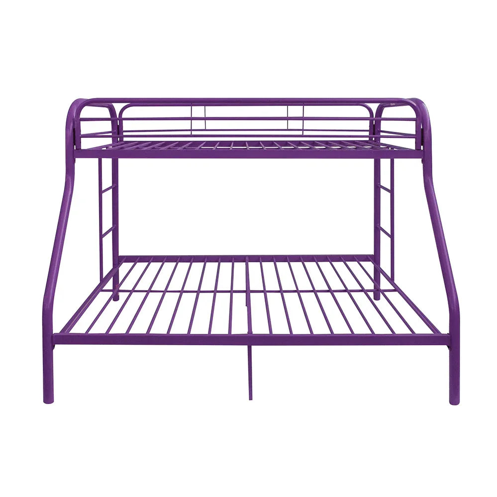 Twin Full Metal Tube Frame Purple Bunk Bed With Ladder - Omega Lifestyles