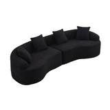 Black Chenille Medium-Soft Curved Modular Sectional Sofa