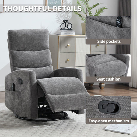 Heat Massage Recliner Chair With Swivel Rocker and Heat - Omega Lifestyles