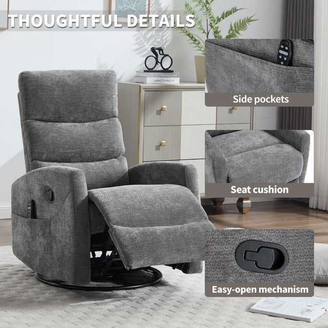 Heat Massage Recliner Chair With Swivel Rocker and Heat - Omega Lifestyles