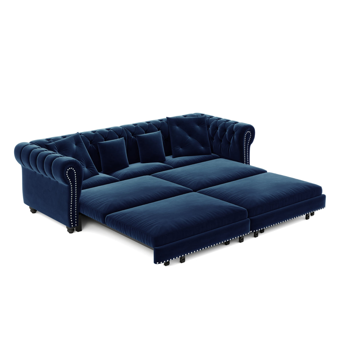 3-in-1 Convertible Velvet Sofa Bed With Ottoman