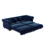 3-in-1 Convertible Velvet Sofa Bed With Ottoman