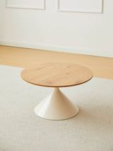 Round Brown White MDF And Metal Coffee Table Set - Sleep Galleria