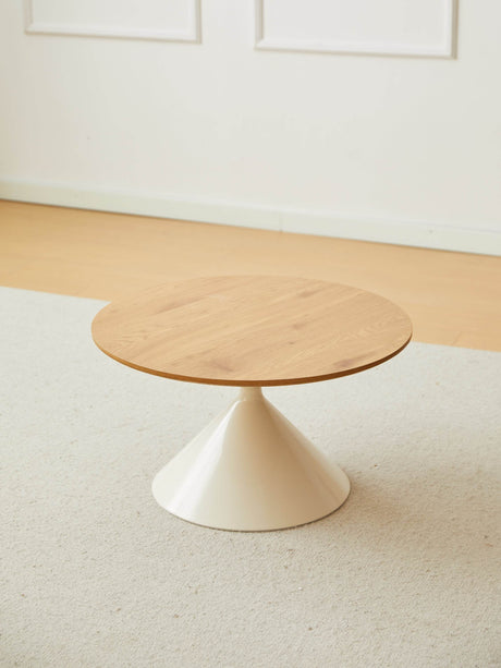 Round Brown White MDF And Metal Coffee Table Set - Sleep Galleria