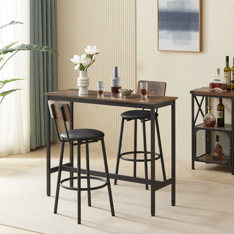 Rustic Brown Particleboard Bar Table Set With Stools - Omega Lifestyles