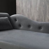 Velvet Upholstered Storage Chaise Lounge With Pillow - Omega Lifestyles
