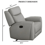 Transitional Light Gray Leather Manual Recliner Chair - Omega Lifestyles