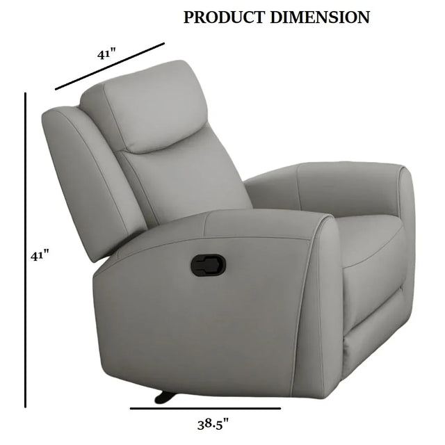 Transitional Light Gray Leather Manual Recliner Chair - Omega Lifestyles