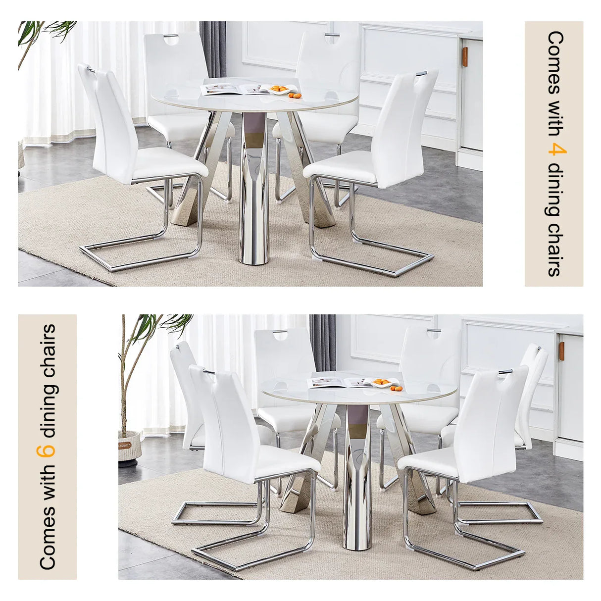 42-Inch Round Sintered Stone Dining Table With Chairs - Omega Lifestyles