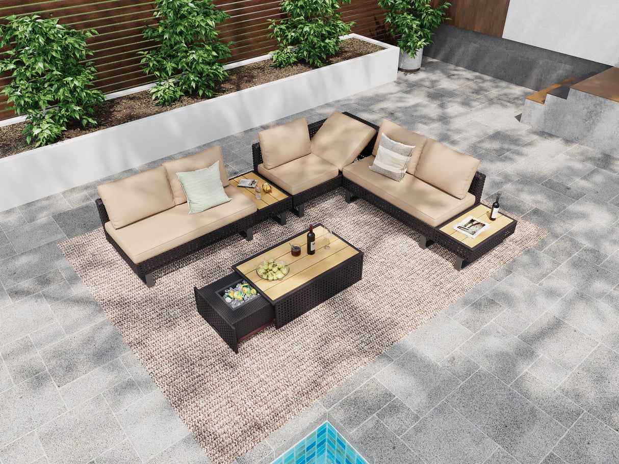 Diamond Weave Outdoor Sectional Furniture Set With Cushions - Omega Lifestyles