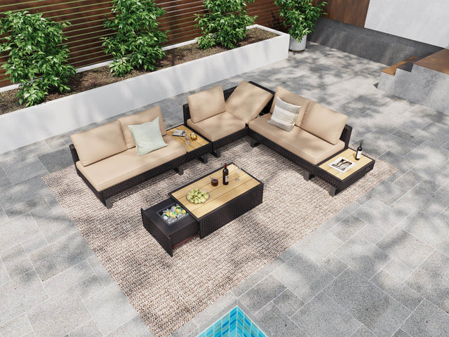 Diamond Weave Outdoor Sectional Furniture Set With Cushions - Omega Lifestyles