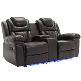 Manual Faux Leather Recliner Chair With Hidden Storage And LED - Omega Lifestyles