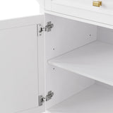 Classic Vintage Embossed White Kitchen Island On Wheels - Omega Lifestyles