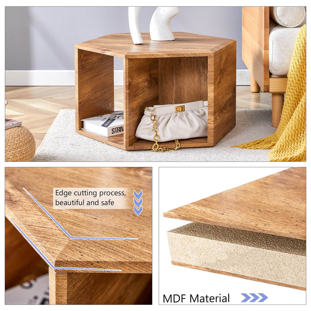 Hexagonal MDF Storage Coffee Table With Pattern - Omega Lifestyles