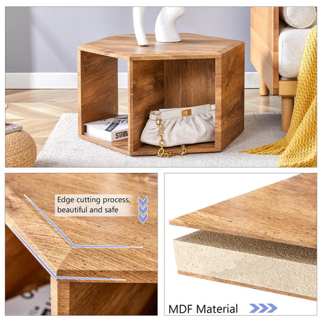 Hexagonal MDF Storage Coffee Table With Pattern - Omega Lifestyles