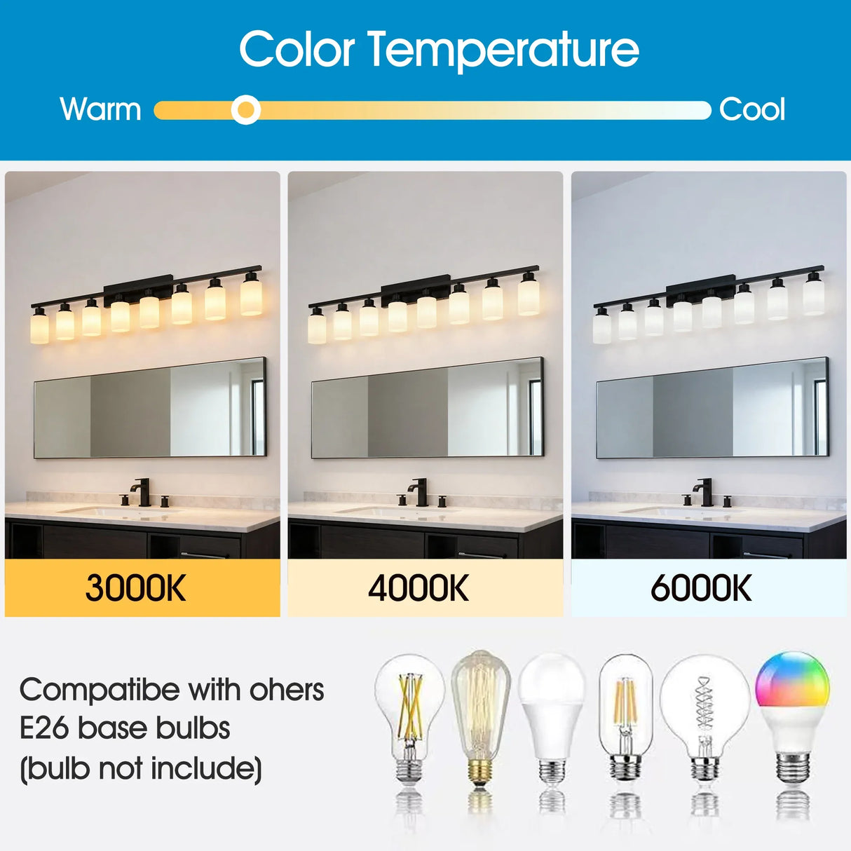 Modern Matte Black Glass 8-Light Wall Sconce Vanity Lamp - Omega Lifestyles