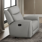 Transitional Light Gray Leather Manual Recliner Chair - Omega Lifestyles