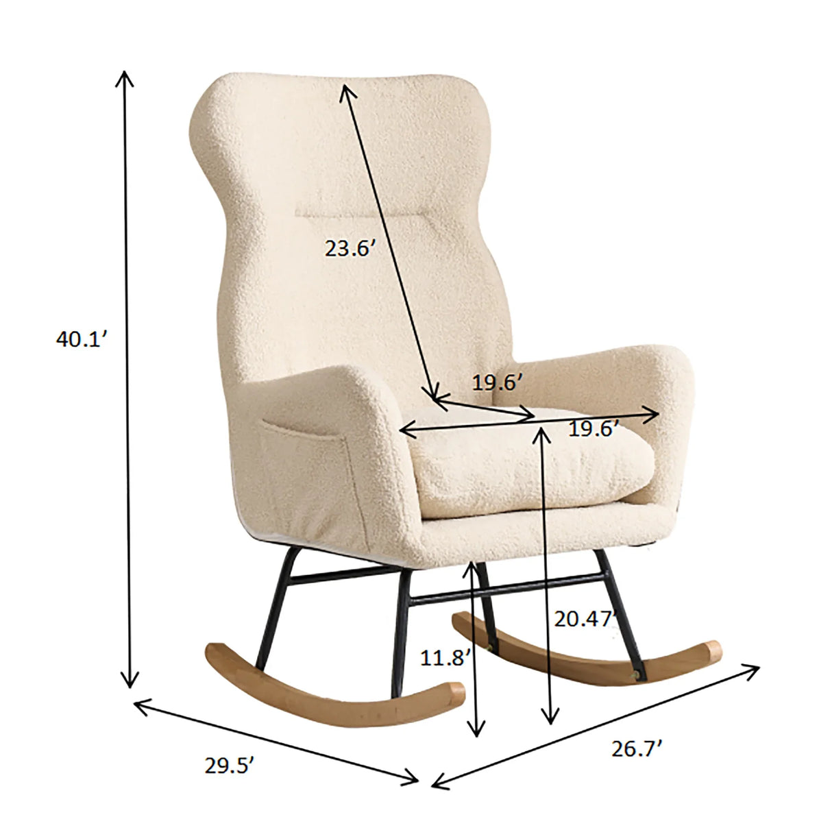 Beige Cotton Upholstered Ergonomic Rocking Chair - Omega Lifestyles