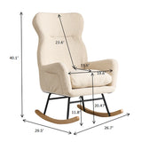 Beige Cotton Upholstered Ergonomic Rocking Chair - Omega Lifestyles