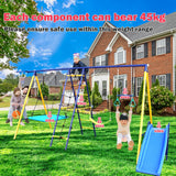 7-in-1 Heavy-Duty Metal Kids Backyard Swing Set - Omega Lifestyles