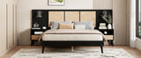Queen Solid Wood Platform Bed Frame With Nightstands And Lamps - Omega Lifestyles