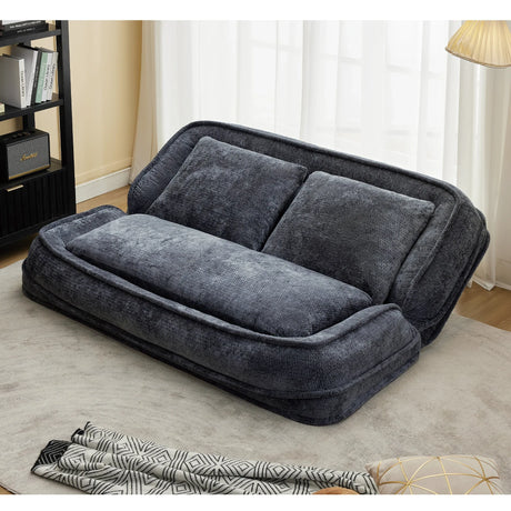 Convertible Adjustable Chenille Loveseat Lazy Sofa Bed - Omega Lifestyles