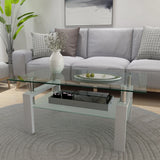 Modern Rectangle Glass Coffee Table With Double Storage - Omega Lifestyles