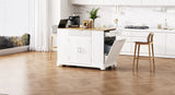 Fluted Rubber Wood Kitchen Island With Tilt-Out Trash Can - Omega Lifestyles