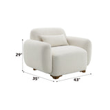 Beige Boucle Accent Chair With Toss Pillow - Omega Lifestyles
