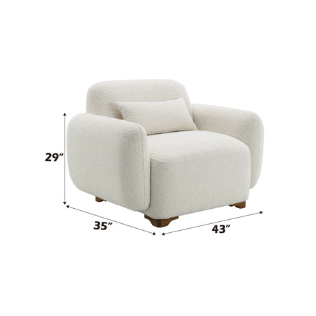 Beige Boucle Accent Chair With Toss Pillow - Omega Lifestyles