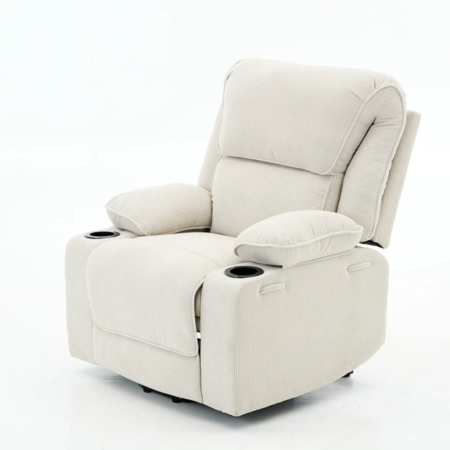 Ivory Remote-Controlled Heated Massage Assistive Recliner - Omega Lifestyles