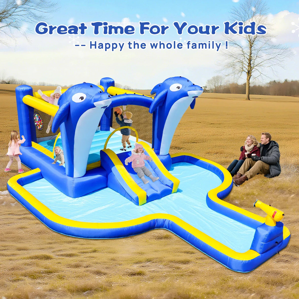 8-in-1 Inflatable Water Park Slide Trampoline Playhouse - Omega Lifestyles