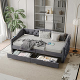 Twin Upholstered Velvet Wood Storage Daybed Frame - Omega Lifestyles