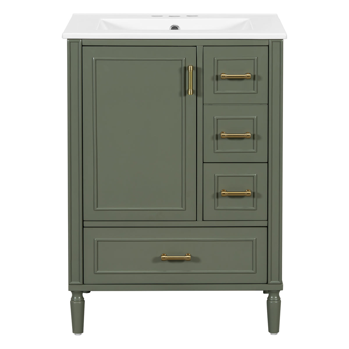 24-Inch Modern Olive Green Bathroom Vanity With Sink