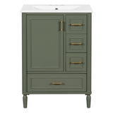 24-Inch Modern Olive Green Bathroom Vanity With Sink