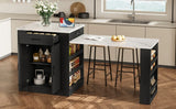 Extendable Black Kitchen Island With Storage Cabinet - Omega Lifestyles