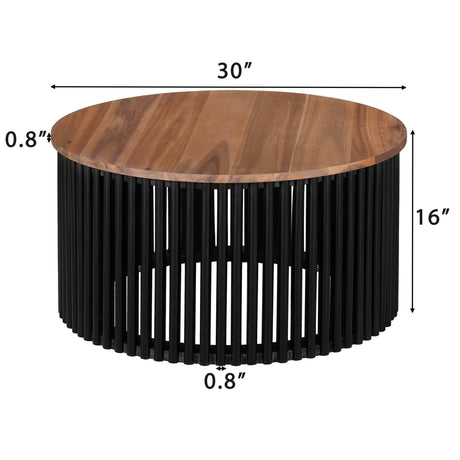 Acacia Solid Wood Round 30-Inch Coffee Table - Sleep Galleria