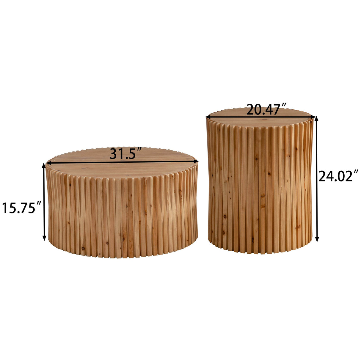 Set of 2 Natural MDF Fir Round Coffee Tables - Omega Lifestyles
