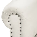 Beige Velvet Classic Storage Chaise Lounge Chair - Omega Lifestyles