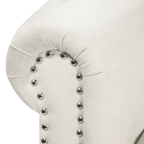 Beige Velvet Classic Storage Chaise Lounge Chair - Omega Lifestyles