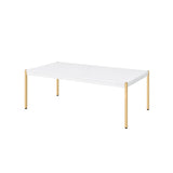 Minimalistic White Gold Finish Composite Wood Coffee Table - Omega Lifestyles