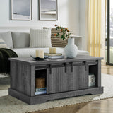 Rustic Grey MDF Sliding Barn Door Coffee Table - Omega Lifestyles