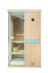 Two-Person Canadian Hemlock Wooden Indoor Steam Sauna Room - Omega Lifestyles