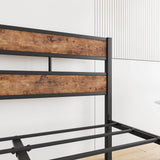 Full Full-Size Industrial Metal And Wood Platform Bed Frame - Omega Lifestyles